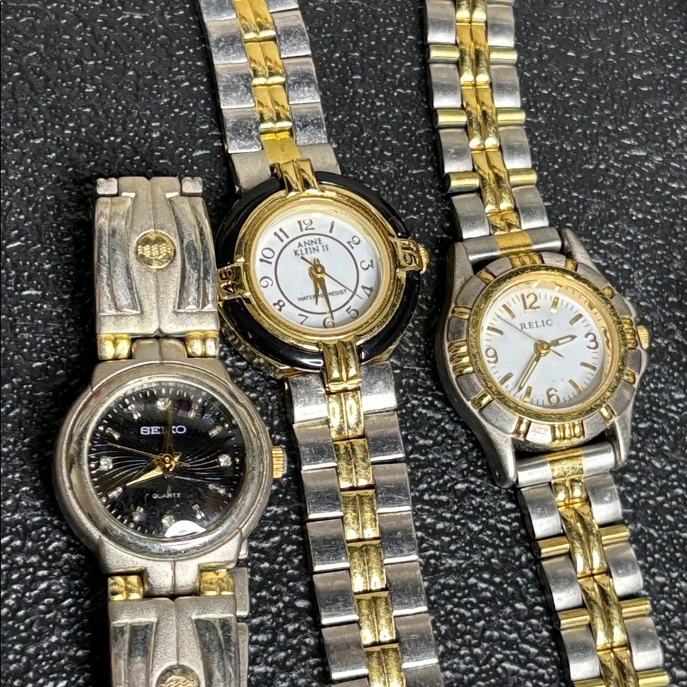 Stainless Steel Watch Bundle Silver Gold Need Battery Various Brands Lot of 7